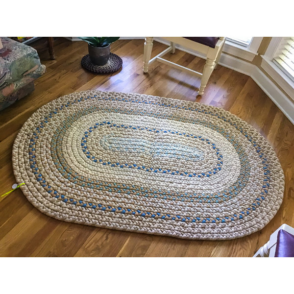August Grove® Oval Leefield Hand Braided Wool Tan Area Rug Wayfair